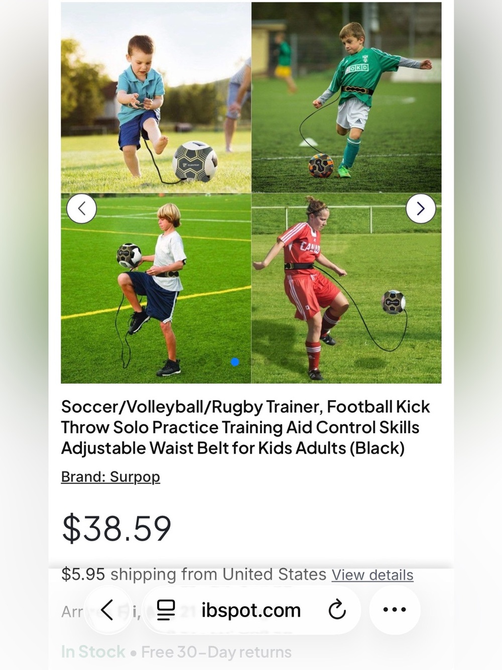 Kids Soccer Training Ball with Black Adjustable Waist Belt